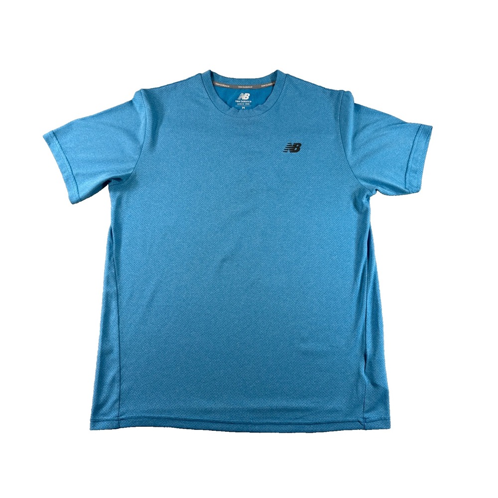 New Balance Mens M Light Blue Performance Athletic Tee Short Sleeve Mesh Running